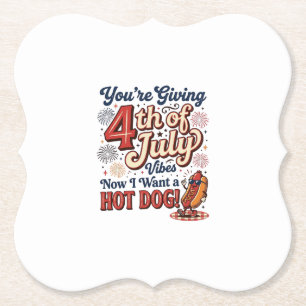 Dessous-de-verre En Papier Drôle de T-shirt vintage de hot-dog du 4 juillet_1