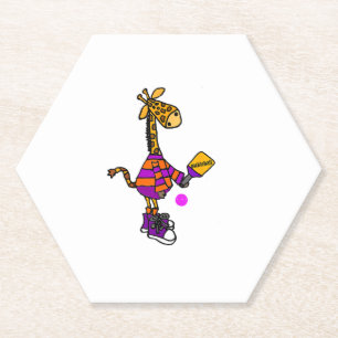 Dessous-de-verre En Papier Drôle Giraffe Jouer Pickleball