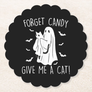 Dessous-de-verre En Papier Drôle Halloween Cat Ghost Oublier Candy Donner Moi