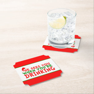 Dessous-de-verre En Papier Drôle il vous voit quand vous buvez Noël