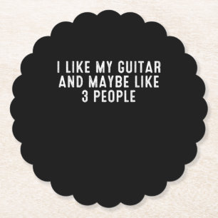 Dessous-de-verre En Papier Drôle J'Aime Ma Guitare Et Peut-Être 3 Personnes.
