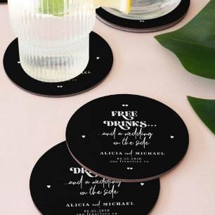 Dessous-de-verre En Papier Drôle moderne boissons gratuit mariage enregistrer