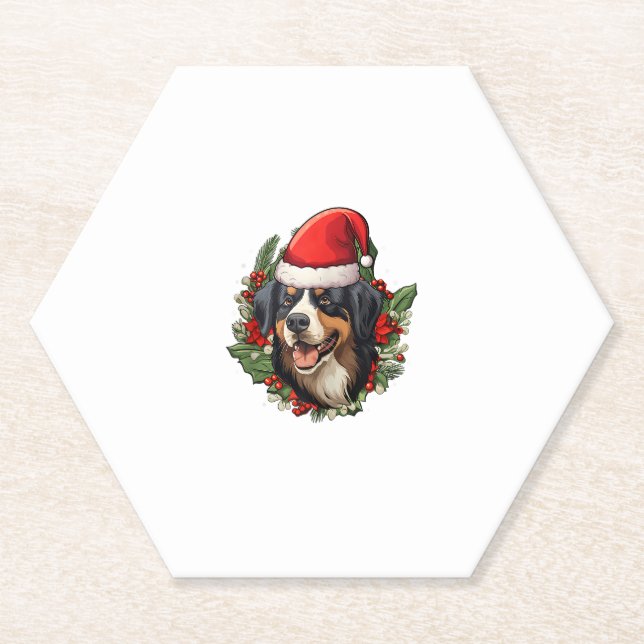 Dessous-de-verre En Papier Drôle Noël Bernese Mountain Dog (Devant)