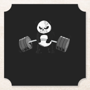 Dessous-de-verre En Papier Drôle Panda Entraînement Kitten Gym Deadlift Puiss