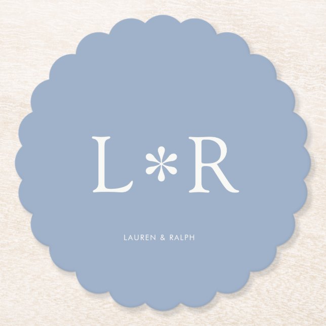 Dessous-de-verre En Papier Dusty Blue Simple Chic Couple (Devant)