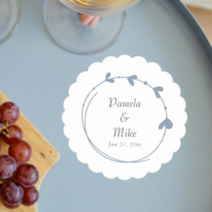 Dessous-de-verre En Papier Dusty Blue Simple Heart Mariage de couronne