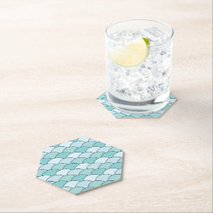 Dessous-de-verre En Papier Écailes de dragon, éventails, vagues, Seigaiha, bl