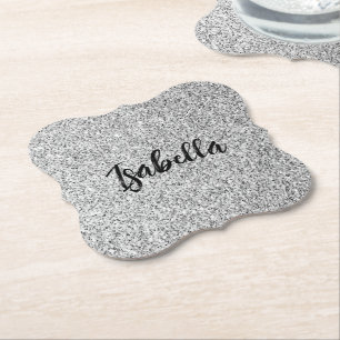 Dessous-de-verre En Papier Éclaircissements de parties scintillant gris argen