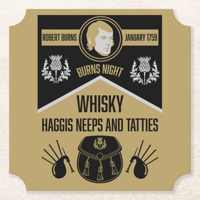 Dessous-de-verre En Papier Ecosse Burns Night (Devant)