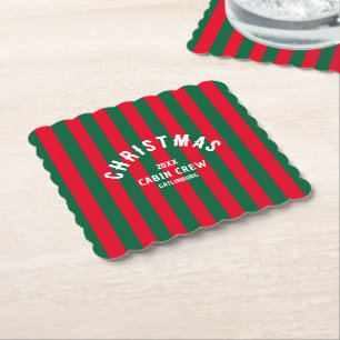 Dessous-de-verre En Papier Écran Cabine de Noël Personnalisé Rouge Vert Bande