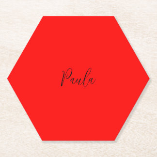 Dessous-de-verre En Papier Écriture manuscrite Nom élégant Couleur rouge Plai