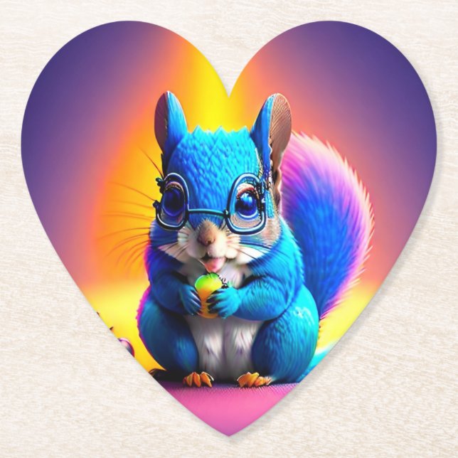 Dessous-de-verre En Papier Écureuil Bleu Mangeant Un Fruit-79577 (Devant)