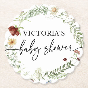 Dessous-de-verre En Papier Élégant Baby shower Fleur sauvage