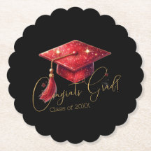 Elegant Congrats Grad Artwork in Red, Gold & Black