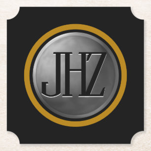 Dessous-de-verre En Papier Élégant Dessous de verre de Monogramme d'or d'arge