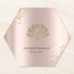Dessous-de-verre En Papier Elégant Diamants Or Lotus Rose Gold Beauty Salon