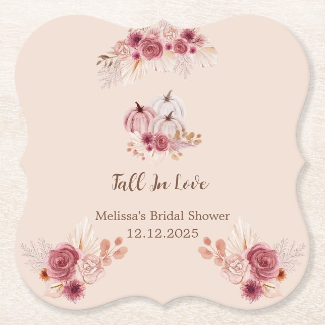 Dessous-de-verre En Papier Elegant Fall In Love Boho Bridal Shower (Devant)