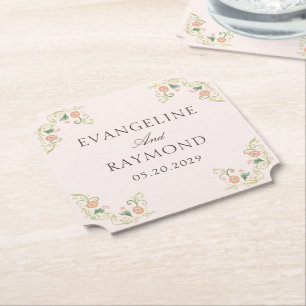 Dessous-de-verre En Papier Élégant floral rococo aquarelle mariage