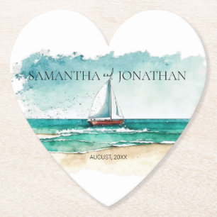 Dessous-de-verre En Papier Elégant minimaliste nautique bateau croisière mari