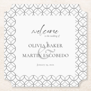 Dessous-de-verre En Papier Élégant minimaliste noir blanc