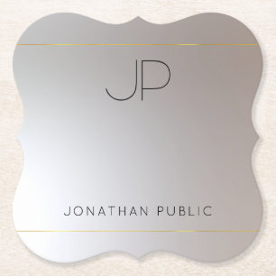 Dessous-de-verre En Papier Élégant Modèle moderne Monogram Gold Silver