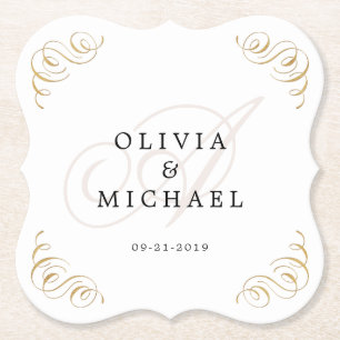 Dessous-de-verre En Papier Élégant monogramme de calligraphie vintage