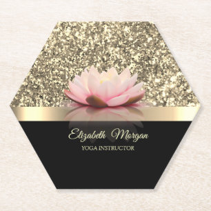 Dessous-de-verre En Papier Élégant or, instructeur de yoga à la fleur de lotu