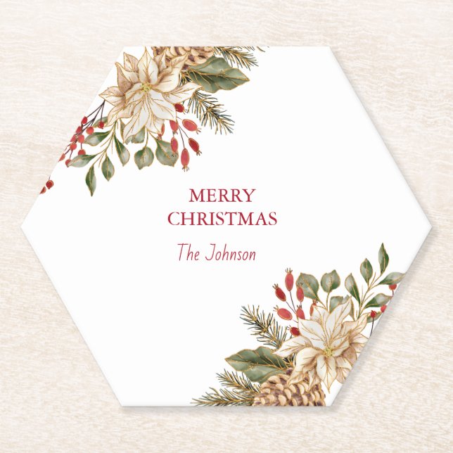 Dessous-de-verre En Papier Élégant Pins à fleurs aquarelle (Devant)