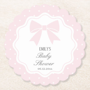 Dessous-de-verre En Papier Élégant Pois bébé rose Bow bébé fille douche