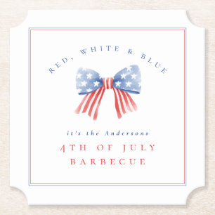 Dessous-de-verre En Papier Elégant Preppy USA Bow - 4 juillet BBQ