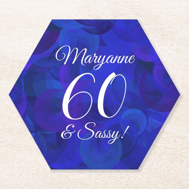 Dessous-de-verre En Papier Elégant Royal Blue 60 et Sassy Birthday Party (Devant)