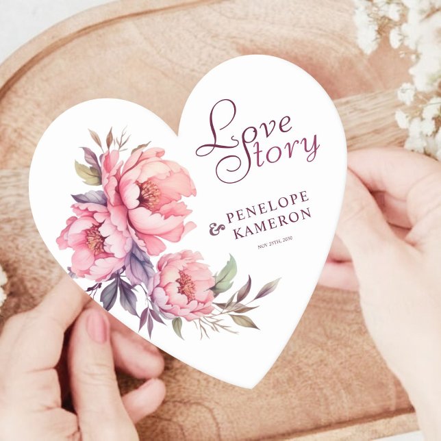 Dessous-de-verre En Papier Elégante aquarelle Peonies roses (Créateur téléchargé)