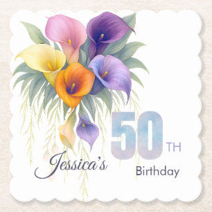 Dessous-de-verre En Papier Elégante Calla Lily 50e anniversaire Jalon