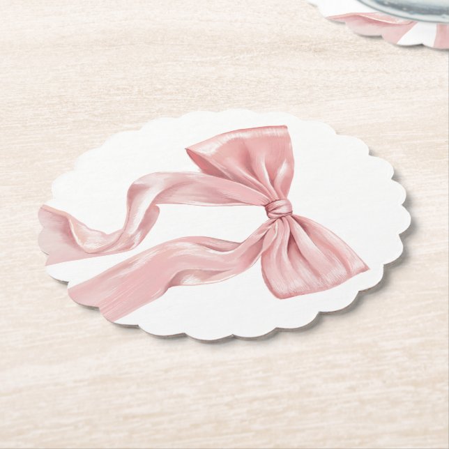 Dessous-de-verre En Papier Élégante coquette de cou rose (Incliné)