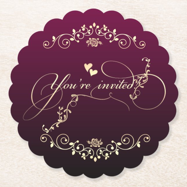 Dessous-de-verre En Papier elegante decoración dorada (Devant)