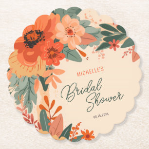 Dessous-de-verre En Papier Élégante douche de mariée florale en terre cuite
