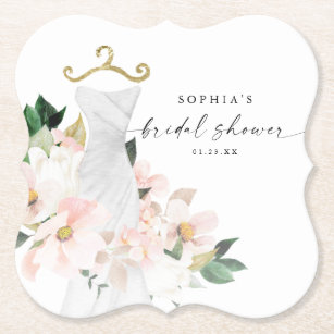 Dessous-de-verre En Papier Élégante Fête des mariées florale Blush