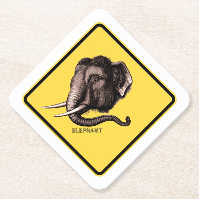DESSOUS-DE-VERRE EN PAPIER ÉLÉPHANT DU SIGNE ROUTIER (Devant)