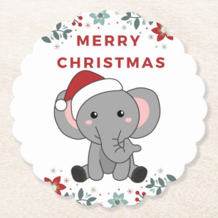 Dessous-de-verre En Papier Eléphant Noël Neige Hiver Animaux Eléphants P