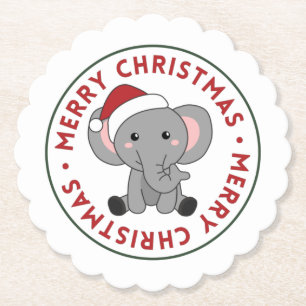 Dessous-de-verre En Papier Eléphant Noël Neige Hiver Animaux Eléphants P