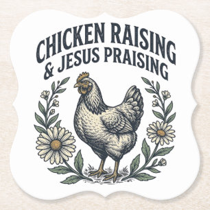 Dessous-de-verre En Papier Élevage de poulets et louange à Jésus vintage poul