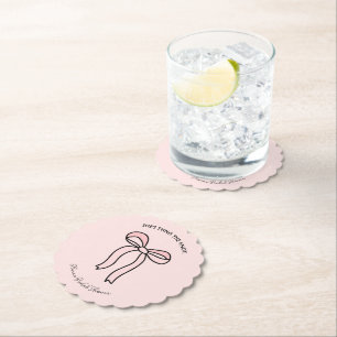 Dessous-de-verre En Papier Elle noue la Fête des mariées de la cou rose