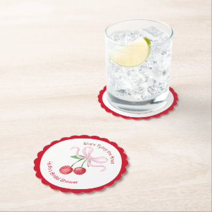 Dessous-de-verre En Papier Elle Noue le Nœud Coquette Cerise Enterrement de V