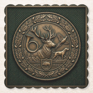 Dessous-de-verre En Papier Emblème de chasse en bronze