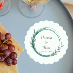 Dessous-de-verre En Papier Emerald Green Simple Mariage de couronne botanique