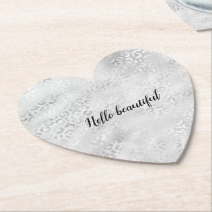 Dessous-de-verre En Papier Empreinte de léopard argent personnalisé