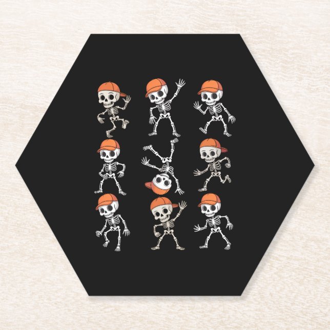Dessous-de-verre En Papier Enfants Dansant Skeleton Halloween (Devant)