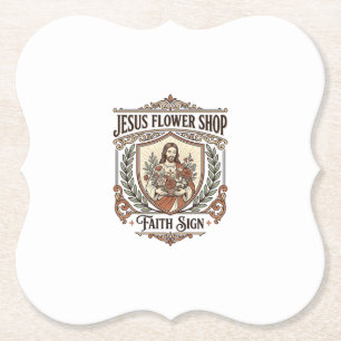 Dessous-de-verre En Papier Enseigne de foi de la boutique de fleurs Jésus Ens