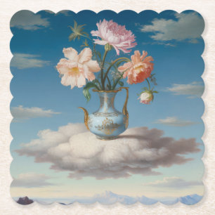 Dessous-de-verre En Papier Ensemble de Dessous de verre de fleurs de peinture