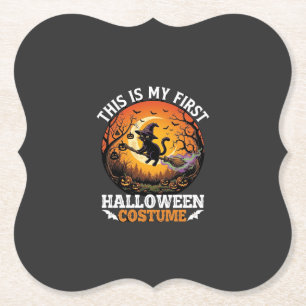 Dessous-de-verre En Papier Est Premier Costume d'Halloween Balai Chat Noir_1